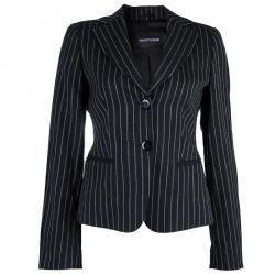 Pre Owned Emporio Armani Black Striped Pant Suit S