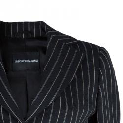 Pre Owned Emporio Armani Black Striped Pant Suit S