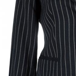 Pre Owned Emporio Armani Black Striped Pant Suit S