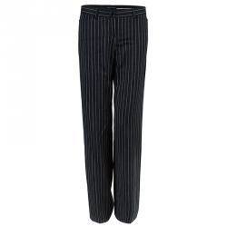 Pre Owned Emporio Armani Black Striped Pant Suit S