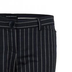 Pre Owned Emporio Armani Black Striped Pant Suit S