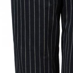 Pre Owned Emporio Armani Black Striped Pant Suit S