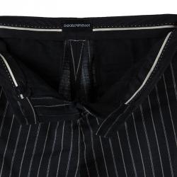 Pre Owned Emporio Armani Black Striped Pant Suit S