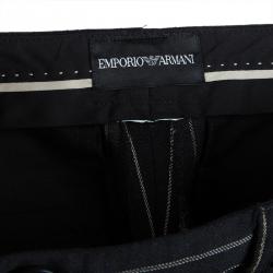Pre Owned Emporio Armani Black Striped Pant Suit S