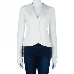 Pre Owned Emporio Armani White Silk Blazer S