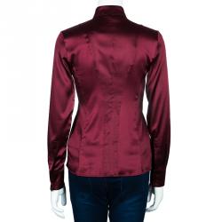 Pre Owned Emporio Armani Red Silk Blouse S