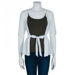 Pre Owned Emporio Armani White Knit Cardigan/Top M