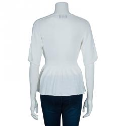 Pre Owned Emporio Armani White Knit Cardigan/Top M