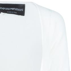 Pre Owned Emporio Armani White Knit Cardigan/Top M