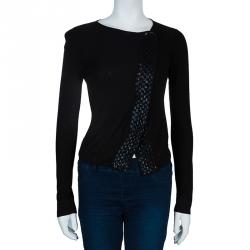 Pre Owned Emporio Armani Black Embellished Cardigan S