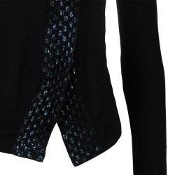 Pre Owned Emporio Armani Black Embellished Cardigan S