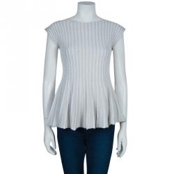 Pre Owned Emporio Armani Cream Textured Top S