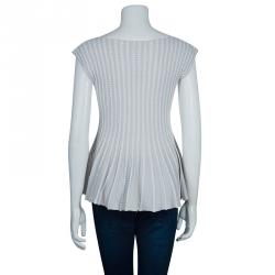 Pre Owned Emporio Armani Cream Textured Top S