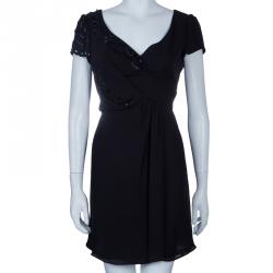 Pre Owned Emporio Armani Black Sequin Cocktail Dress M