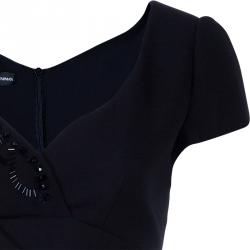 Pre Owned Emporio Armani Black Sequin Cocktail Dress M