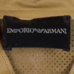Pre Owned Emporio Armani Brown Perforated Leather Jacket L