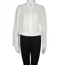 Pre Owned Emporio Armani White Laser Cut Jacket M