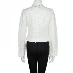 Pre Owned Emporio Armani White Laser Cut Jacket M