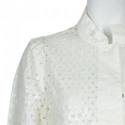 Pre Owned Emporio Armani White Laser Cut Jacket M