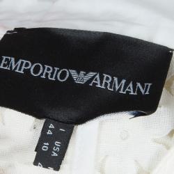 Pre Owned Emporio Armani White Laser Cut Jacket M