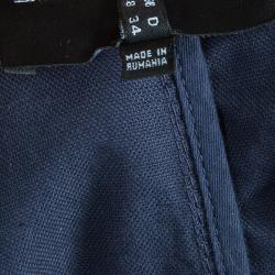 Pre Owned Emporio Armani Navy Blue Notched Collar Cotton-Linen Jacket S