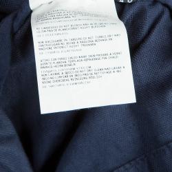 Pre Owned Emporio Armani Navy Blue Notched Collar Cotton-Linen Jacket S