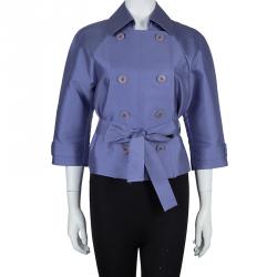 Pre Owned Emporio Armani Lilac Double Breasted Belted Jacket S