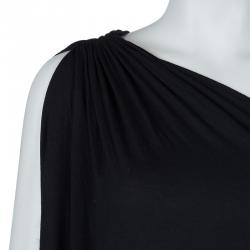 Pre Owned Emporio Armani Black Knit Asymmetric Dress M