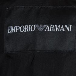 Pre Owned Emporio Armani Black Leather Chiffon Trim Fitted Jacket L