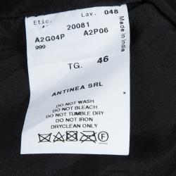 Pre Owned Emporio Armani Black Leather Chiffon Trim Fitted Jacket L