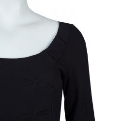 Pre Owned Emporio Armani Black Knit Ruched Dress M