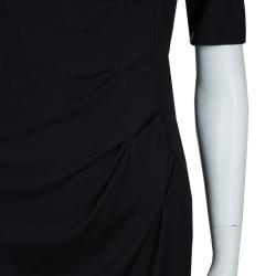 Pre Owned Emporio Armani Black Knit Ruched Dress M
