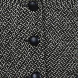 Pre Owned Emporio Armani Cream and Black Leather Trim Wool Blazer S