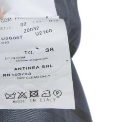 Pre Owned Emporio Armani Cream and Black Leather Trim Wool Blazer S