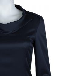 Pre Owned Emporio Armani Navy Blue Knit Long Sleeve Dress S