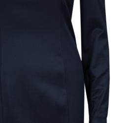 Pre Owned Emporio Armani Navy Blue Knit Long Sleeve Dress S