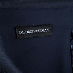 Pre Owned Emporio Armani Navy Blue Knit Long Sleeve Dress S