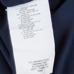 Pre Owned Emporio Armani Navy Blue Knit Long Sleeve Dress S