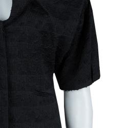 Pre Owned Emporio Armani Black Textured Draped Collar Cropped Jacket M