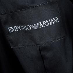 Pre Owned Emporio Armani Black Textured Draped Collar Cropped Jacket M