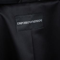 Pre Owned Emporio Armani Black Yarn Embroidered Side Tie Detail Long Blazer S