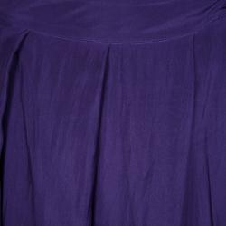 Pre Owned Emporio Armani Purple Silk Pleated Maxi Skirt S