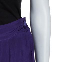 Pre Owned Emporio Armani Purple Silk Pleated Maxi Skirt S