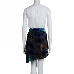 Pre Owned Emporio Armani Multicolor Devore Abstract Print Draped Mini Skirt S