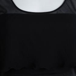 Pre Owned Emporio Armani Black Silk Overlay Detail Sleevless Top M