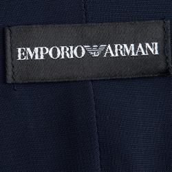 Pre Owned Emporio Armani Navy Blue Box Pleated Overlap Sleeveless Dress S                                    