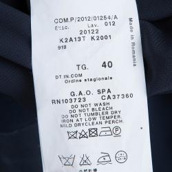 Pre Owned Emporio Armani Navy Blue Box Pleated Overlap Sleeveless Dress S                                    