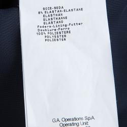 Pre Owned Emporio Armani Navy Blue Box Pleated Overlap Sleeveless Dress S                                    