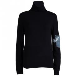 Pre Owned Emporio Armani Black Turtleneck Pocket Detail Longsleeve Sweater M  