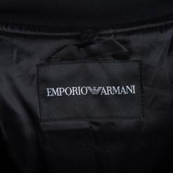 Pre Owned Emporio Armani Black Frill Detail Belted Blazer S
